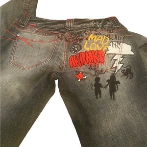 COPY - VTG Y2K Akademiks Low Rise Jeans Sz 29 Boot Cut Contrast Stitching Embro…